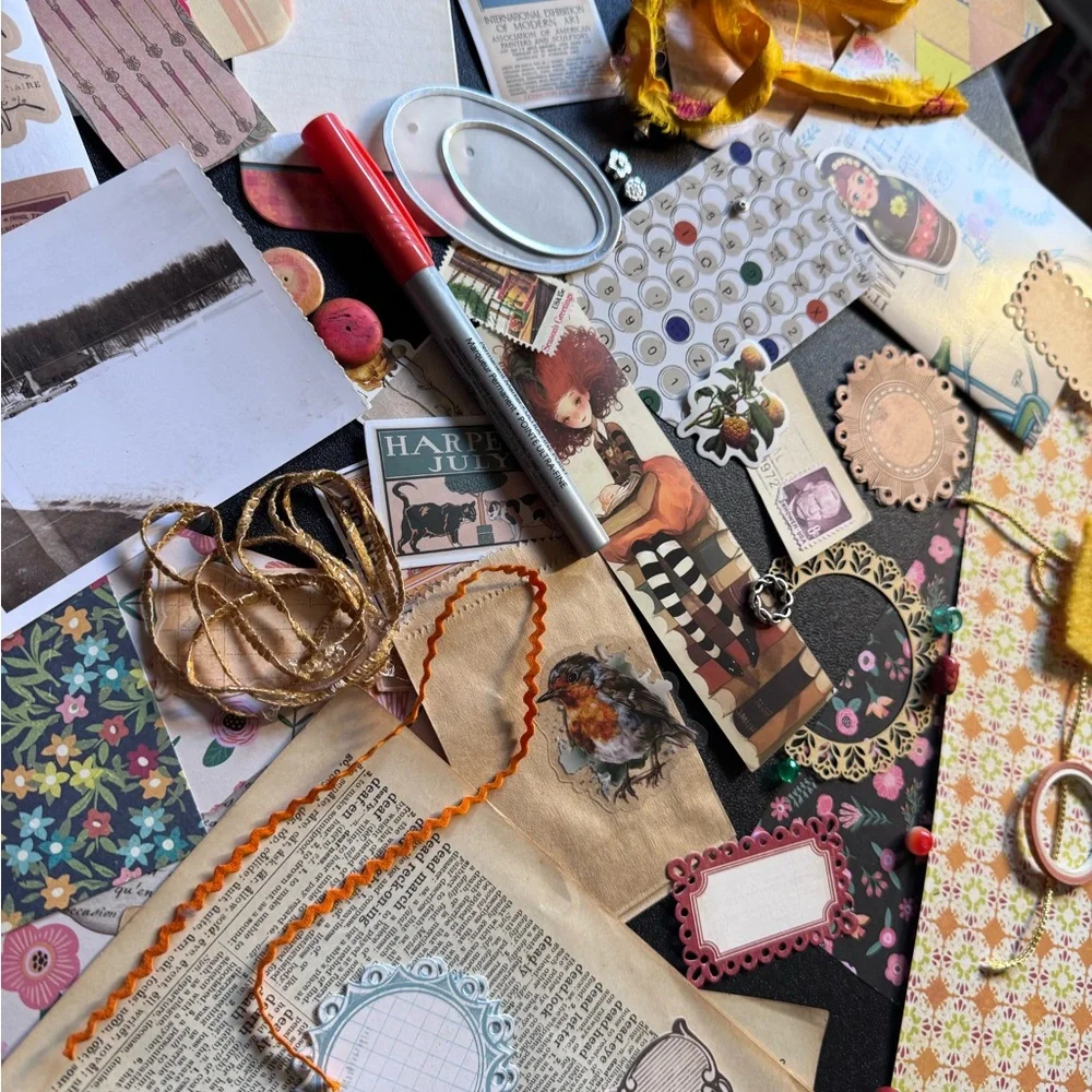 Junk journal supplies giving Boho, farmer market at sunset vibes, 80+ pieces! - Picture 4 of 5